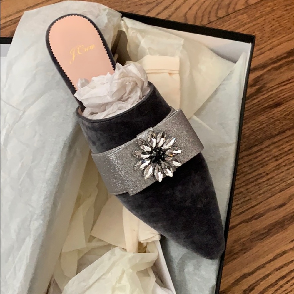 J.Crew Velvet and Rhinestone Shoe